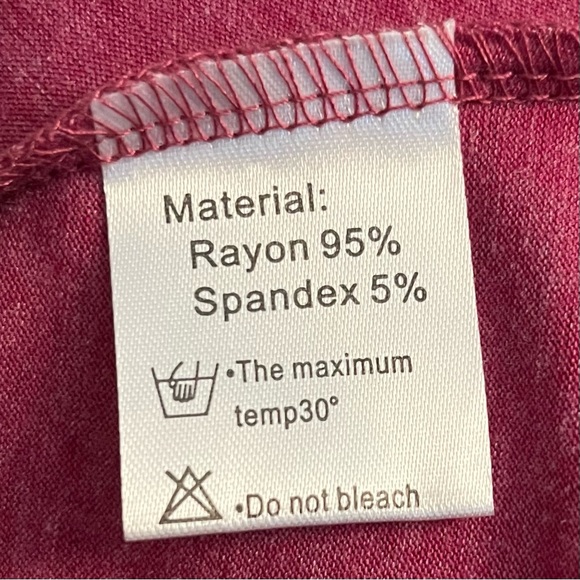 QIXING Short Sleeve Lace Trim Flower Top Red Tunic Blouse, Size L, NWT - Picture 6 of 10